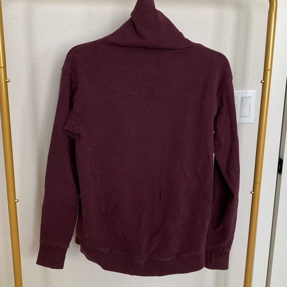 Lululemon Cowl Neck Sweater with Kangaroo Zipped Pockets in Eggplant / Purple - Picture 2 of 6